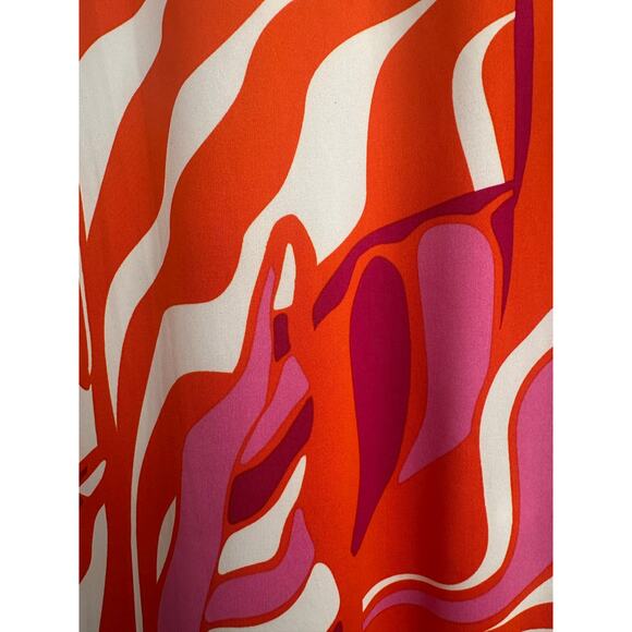La Mer Luxe Orange Pink Psychedelic Puff Sleeve Midi Dress Women’s Medium - Picture 7 of 8